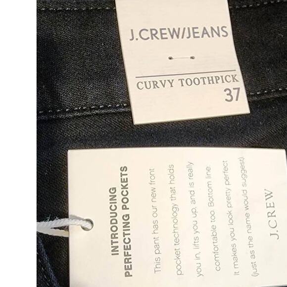 J Crew Curvy Toothpick Jean True Black Plus Size High Rise Jeans 37/24 NEW - Picture 4 of 8